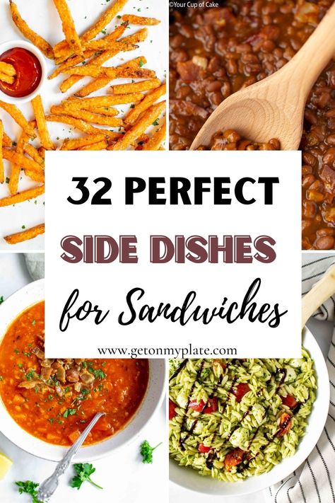 Side Dishes With Wraps, Sides With A Sandwich, Muffaletta Sandwich Sides, Side Dishes With Sandwiches Dinners, Side For Sliders, Sides To Go With Chicken Sandwiches, Salads To Go With Sandwiches, Sides With Grilled Cheese, Healthy Sides With Sandwiches