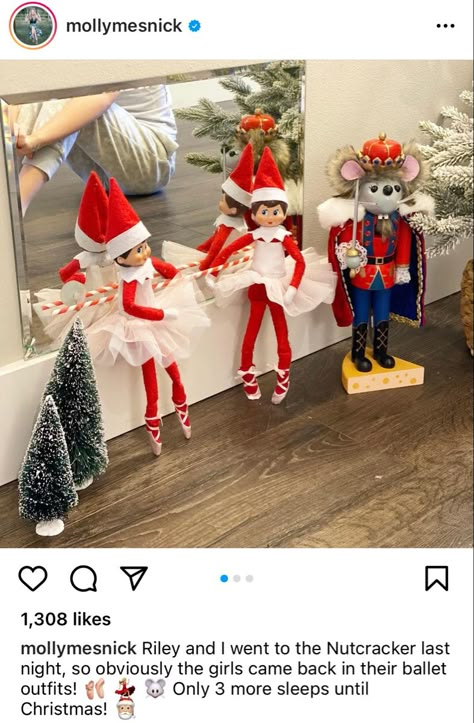 Elf On The Shelf Nutcracker Ballet Ideas, Nutcracker Elf On The Shelf Ideas, Ballet Elf On The Shelf, Elf On The Shelf Nutcracker, Sleeps Until Christmas, Elf Ideas Easy, Ballerina Kids, Elf Shelf, Awesome Elf On The Shelf Ideas