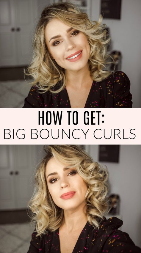 How to Get Bouncy Curls - Uptown with Elly Brown Big Curls Short Hair, Big Curls Tutorial, Big Wavy Curls, Big Soft Curls, Big Loose Curls, Curls For Medium Length Hair, Big Bouncy Curls, Curled Hairstyles For Medium Hair, Really Curly Hair