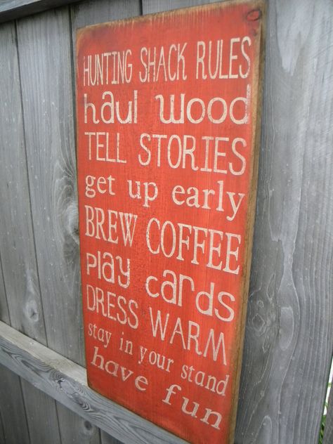 Primitive Rustic Hunting Cabin Rules Sign Typography  by Wildoaks, $30.00 Rustic Hunting Cabin, Lake Rules Sign, Hunting Cabin Ideas, Hunting Shack, Cabin Rules, Lake Rules, Sign Typography, Hunting Signs, Quail Hunting