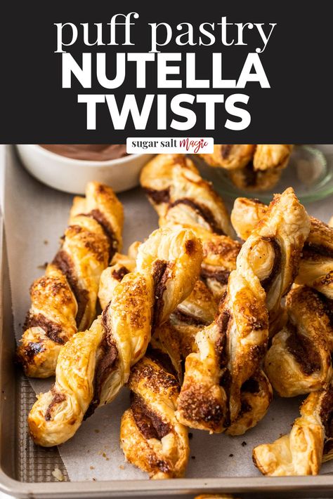 Nutella Twists Puff Pastries, Nutella Star Bread, Pastry Twists, Nutella Puff Pastry, Puff Pastry Recipes Dessert, Puff Pastry Twists, Pastries Recipes Dessert, Nutella Desserts, Easy Puff Pastry