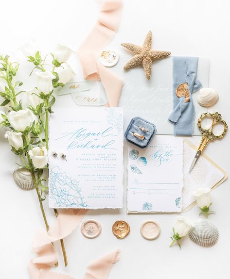 Beach Themed Wedding Invitation Flat Lay. Inspiration for wedding invites. Beach Wedding Flat Lay, Wedding Invitation Flat Lay, Invitation Flat Lay, Provence Summer, Wedding Flatlay, Wedding Flat Lay, Beach Themed Wedding, Flat Lay Inspiration, Beach Theme Wedding Invitations