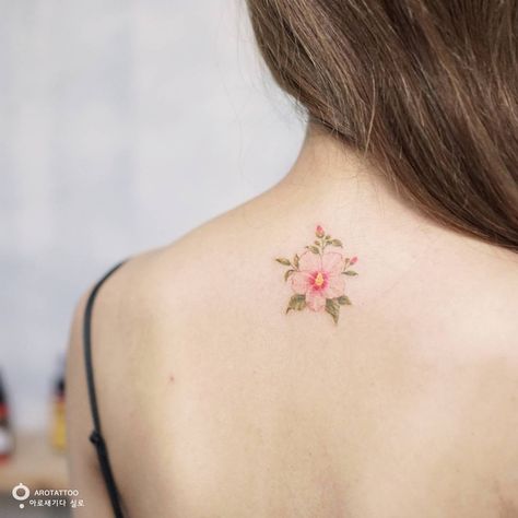 Rose of Sharon, the national flower of Korea | by @tattooist_silo Korean National Flower, Tropical Flower Tattoos, Hawaiian Flower Tattoos, Korean Tattoo Artist, Hibiscus Tattoo, Wildflower Tattoo, Beautiful Flower Tattoos, Poppies Tattoo, Hawaiian Tattoo