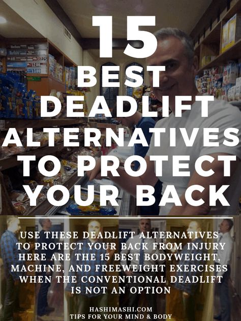 What are the safest deadlift alternative exercises for a bad back? Regular deadlifts are a full-body exercise that is very hard to beat. However, as good as deadlifts are, they are not always practical or possible. Does this mean you won't be able to target the same muscle groups if you can't or won't deadlift? The answer is no. Here are 15 deadlift alternative exercises that work the same muscles as conventional deadlifts. Exercise For Bad Back, Free Weight Exercises, Deadlift Form, Weight Exercises, Muscular Endurance, Body Exercise, Workout Plan For Women, Free Weight, Legs Workout