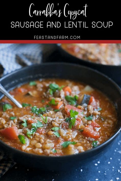 Sausage And Lentil Soup, Sausage Lentil Soup, Carrabbas Recipes, Sausage Lentil, Lentils And Sausage, Easy Healthy Soup, Soup Hearty, Real Food Dinner, Sausage Soup Recipes