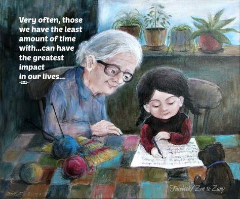 ♡ Zen To Zany, Grandma And Granddaughter, Children Painting, Grandma Quotes, Kids Painting, Childrens Books Illustrations, Illustration Quotes, Golden Oldies, Pastel Drawing