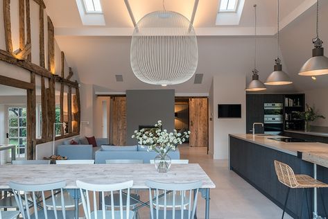 Grade 2 Listed Building Conversion | Architect Your Home Bar Stools Rustic, Rustic Pendant Lights, Diy Brick Wall, Luxury Master Suite, Timber Stair, Victorian Townhouse, South East England, Open Plan Kitchen Living Room, Barn Interior