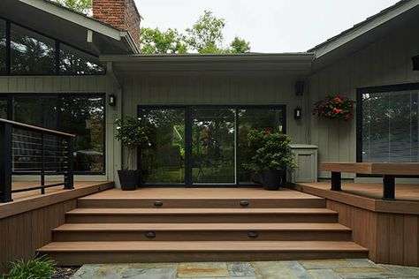 Deck Cost, Curved Deck, Azek Decking, Sunken Patio, Platform Deck, Deck Remodel, Deck Steps, Backyard Buildings, Deck Designs Backyard