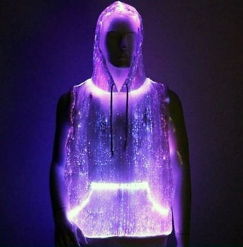 Light Up Hoodie, Light Up Clothes, Optic Fiber, Gas Mask Art, Fiber Optic Lighting, Rave Mask, Club Lighting, Purple Coffee, Led Fashion