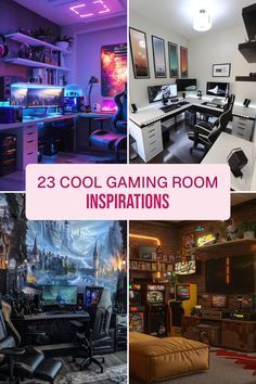 Game Room Couch Small Spaces, Video Game Office Design, Game Room Design Ideas Modern, Small Office Gaming Room, Game Room And Workout Room Combo, Office Gamer Room, Guest Game Room Combo, Men’s Gaming Room, Pc Game Room Ideas