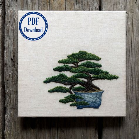 Purchase Juniper Bonsai Embroidery Pattern Bonsai Embroidery, Teeth Pictures, Juniper Bonsai, Fabric Pen, Hand Embroidery Pattern, Pattern Tutorial, Square Canvas, Picture Hangers, Embroidery Needles