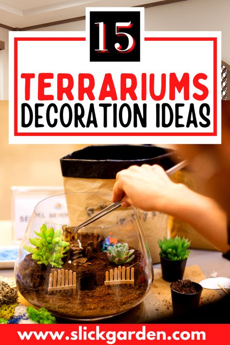 15 Terrarium Decoration Ideas. Miniature terrarium gardens enhance the beauty of your drawing and living room. Your imagination and creative ideas will turn into fascinating artwork. Tiny Terrarium Ideas, Fake Terrarium Ideas, Terrarium Themes, Terrarium Scene Ideas, Open Terrarium Ideas Diy, How To Make A Mini Terrarium, Terrarium Aesthetic, Make Terrarium, Small Terrarium Ideas