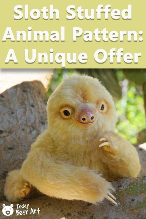 In this sloth stuffed animal pattern and guide for advanced artists we’ll show you how to turn it into your very own collectible sloth plush. Sloth Sewing Pattern, Two Toed Sloth, Stuffed Animal Pattern, Sloth Pattern, Sloth Plush, Sloth Stuffed Animal, Choosing Fabric, Plush Pattern, World Crafts