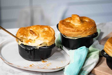 The Steam Oven Meal Plan for real people #9 - Steam & Bake Pot Pies With Puff Pastry, Turkey Pot Pies, Steam Oven Recipes, Turkey Pot Pie Recipe, Turkey Chops, Slow Roast Lamb, Pot Pie Filling, Individual Pies, Turkey Pot