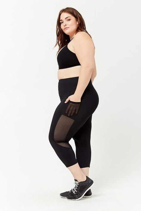 Workout Outfits For Women, Mesh Panel Leggings, Plus Size Tips, Bicycle Clothing, Panel Leggings, Poses References, Side Profile, Plus Size Leggings, Plus Size Activewear