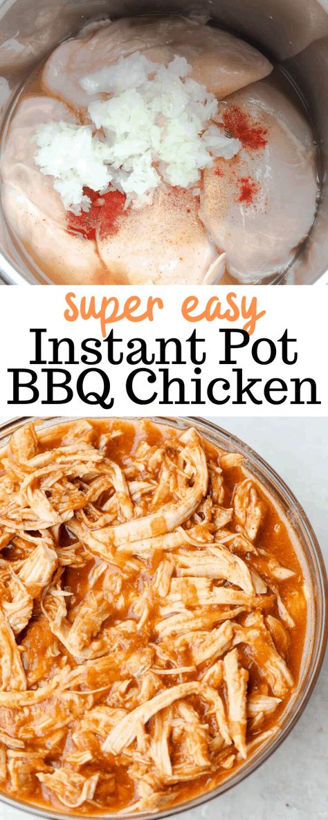 Easy shredded Instant Pot BBQ Chicken is a healthy dinner or meal prep idea for your busy work week! This simple recipe uses boneless chicken breasts and your favorite BBQ sauce. Use the meat to put on sliders, sandwiches, salads, and potatoes! #bbqchicken #instantpot #instantpotchicken Bbq Chicken Side Dishes, Sliders Sandwiches, Instant Pot Bbq Chicken, Side Dishes For Chicken, Instant Pot Dinner Recipes, Insta Pot, Favorite Side Dish, Instapot Recipes, Instant Pot Chicken