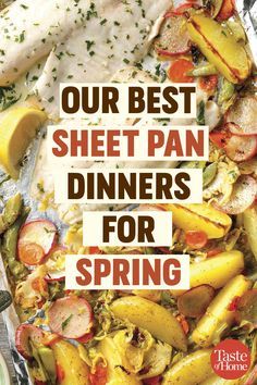 Dinner Spring Recipes, Spring Crockpot Dinner, Spring Dinner Recipes Families, Easy Vegan Meals Healthy, Spring Time Meals, Spring Meal Prep, Best Sheet Pan Dinners, Easy Spring Meals, Spring Recipes Healthy