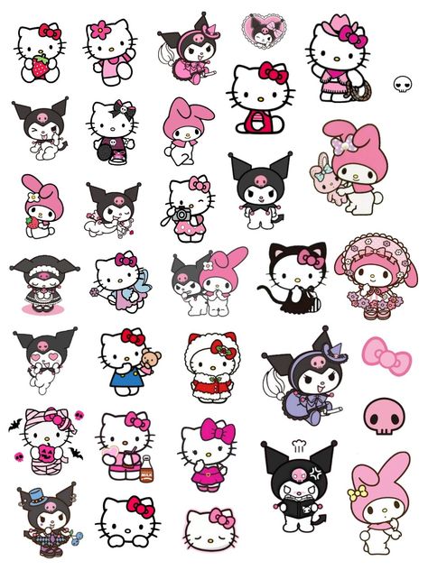 sanrio printable sticker sheet freebies Sanrio Goodnotes, Kuromi Aesthetic Stickers, Free Printable Planner Stickers Kawaii, Aesthetic Sanrio, Hello Kitty Stickers, Hello Sticker, Hello Kitty Imagenes, Hello Kitty Colouring Pages, Hello Kitty Printables