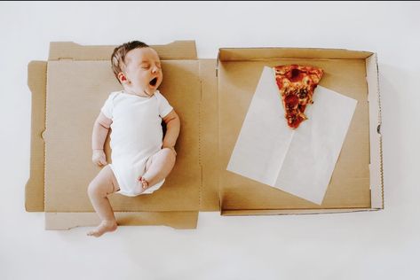 Delish Pizza Onesie, Dani Leigh, Green Pizza, One Month Baby, Monthly Baby Pictures, Monthly Photos, Kids Trend, Pizza Slice, Boy Mom