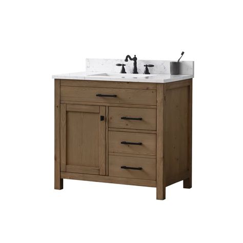 Sterling Rivers Jasper 36" Single Vanity - White & Reviews | Perigold 42 Vanity, 72 Vanity, 60" Vanity, Cabin Bathroom, 36" Vanity, Transitional Vanity, Double Bathroom, White Vanity, Engineered Stone