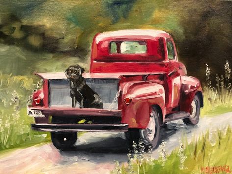 Truck Painting, Red Truck Painting, Vintage Truck Painting, Old Truck Paintings, Old Truck Paintings Easy, Abstract Painting Acrylic Modern, Country Trucks, Canvas Art Painting Acrylic, Farm Paintings