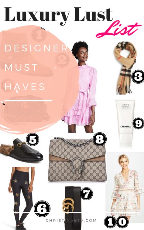 Designer must haves! The 2019 luxury lust list. | luxury lust list | designer wish list | designer must haves | best designer items | luxury wishlist Designer Must Haves Fashion, Must Have Designer Items, Designer Must Haves, Luxury Wishlist, Top Fashion Bloggers, Lifestyle Accessories, Luxury Women Fashion, Designer Items, Blogger Style