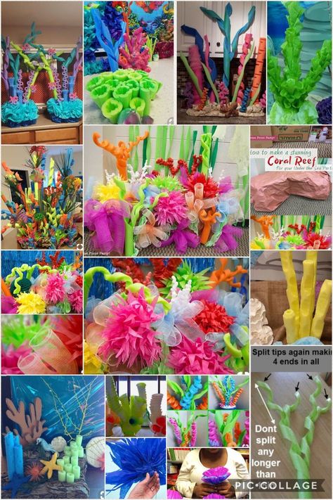 Coffee Filter Coral, Mermaid Float, Shipwrecked Vbs, The Little Mermaid Musical, Bubble Guppies Birthday Party, Under The Sea Decorations, Sea Party Ideas, Bubble Guppies Birthday, Underwater Theme