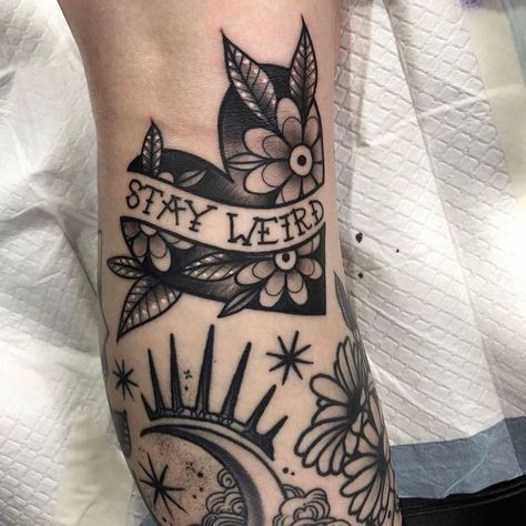 Stay Weird Tattoo, Chapel Tattoo, Tatuaje Cover Up, American Traditional Tattoo Ideas, Traditional Tattoo Ideas, Weird Tattoos, Tattoo Design Ideas, Stay Weird, Aesthetic Tattoo