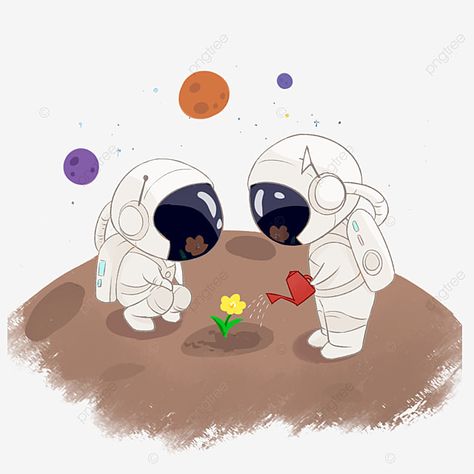 Astronaut Png, Two Astronauts, Watering Flowers, Two Flowers, Blue And Purple Flowers, Alien Planet, Flowers White, Flower Lights, Wedding Background