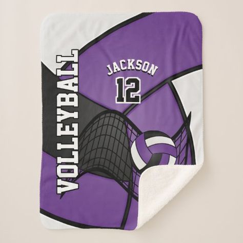 Volleyball 🏐 in Purple, Black and White Sherpa Blanket Volleyball Designs, Sport Volleyball, Volleyball Gifts, Blanket Black, Green Throw Pillows, Volleyball Team, Chart Design, Yoga Routine, Decorative Blankets