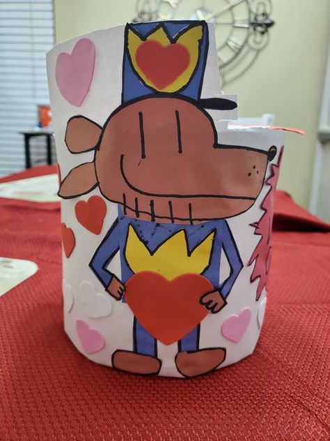 Dog Man, Valentine Day Boxes, Valentine's Day, Planter Pots, Valentines Day, Arts And Crafts, Valentines, Canning, Art