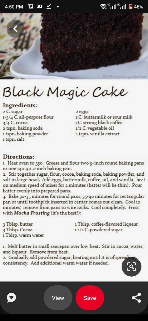 Black Magic Cake, Choco Cake, Mocha Frosting, Chocolate Cake Recipe Easy, Magic Cake, Amish Recipes, Cake Mix Recipes, Easy Cake Recipes, Chocolate Cake Recipe