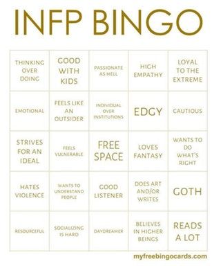 Let's play a game... : infp Infp Bingo, Mbti Functions, Infp T Personality, Isfj Personality, Character Questions, Infp Personality Type, Personality Assessment, Mbti Types, Introvert Problems