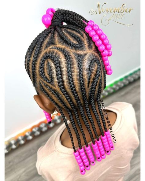 Girls Beaded Hairstyles, Beaded Hairstyles, Half Up Half Down Braids, Kids Braids With Beads, Cornrow Updo Hairstyles, Baby Girl Hairstyles Curly, Toddler Braided Hairstyles, Toddler Braids, Kids Style Hair