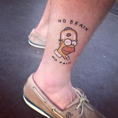 Homer Simpson Tattoo, Simpson Tattoo, Simpsons Tattoo, Tracey Ullman, Cartoon Tattoo, Lion Head Tattoos, Clever Tattoos, Simpsons Art, Badass Tattoos