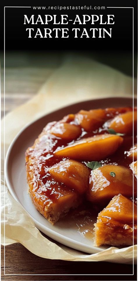 Apple Tarte Tatin Recipe, Apple Tart Tatin, French Apple Tart Recipe, Maple Desserts, Tarte Tatin Recipe, Apple Tarte, French Apple Tart, Apple Tart Recipe, Caramelized Apples