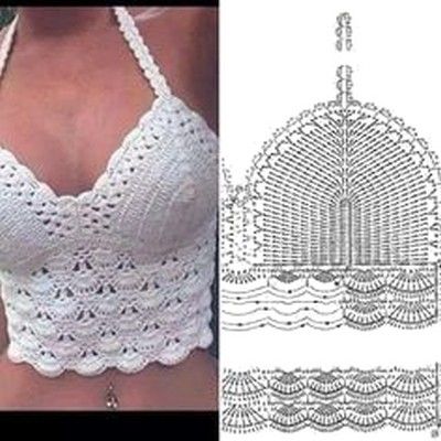 18 Tops Tejidos a Crochet con Patrones Crochet Bra Top Pattern, Tops Tejidos A Crochet, Pola Bra, Tops A Crochet, Crochet Bra Pattern, Crochet Bra Top, Top A Crochet, Crochet Bra, Confection Au Crochet