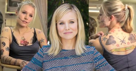 Does Kristen Bell Really Have Tattoos in 2022? Christian Bell, Jennifer Syme, Covered In Tattoos, Dax Shepard, Hidden Tattoos, Kristen Bell Tattoos, Facial Tattoos, Food Favorites, Kristen Bell