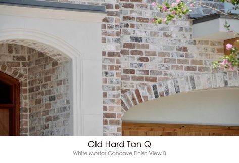 Old Texas Brick, Tan Siding, Limewash Brick Exterior, Limewash Brick, Home Exterior Colors Schemes, German Smear, Stone Exterior Houses, South Alabama, White Wash Brick