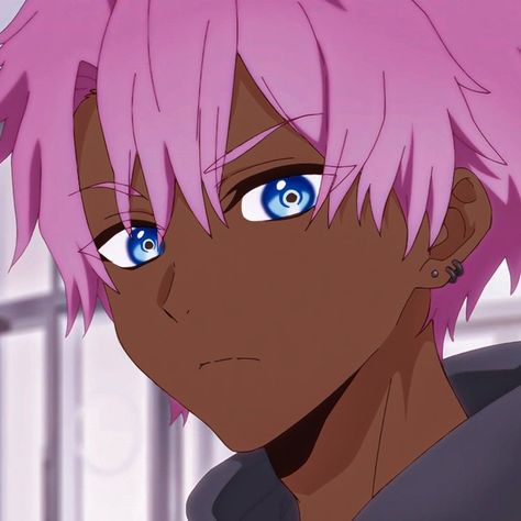 Dark Skinned Anime Guy, Dark Skinned Anime, Anime Guy Pfp, Dark Skin Anime, Guy Pfp, Black Cartoons, Black Mode, Alt Art, Creek Art