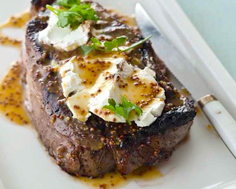 Steak Times, Kinds Of Steak, Honey Mustard Recipes, Mustard Recipe, Lemon Honey, Cheese Steak, Rib Eye, Meyer Lemon, Beef Dishes