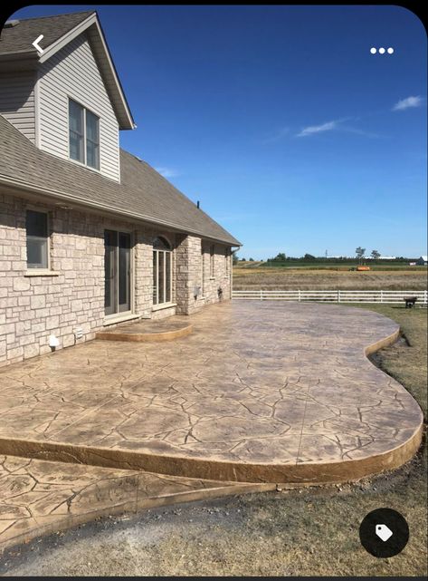 Tan Concrete Patio, Arizona Flagstone Stamped Concrete, Wood Stamped Concrete Patio, Arizona Flagstone, Stamped Concrete Patio Ideas, Stamped Patio, Stamped Concrete Patio Designs, Stamped Concrete Walkway, Poured Concrete Patio