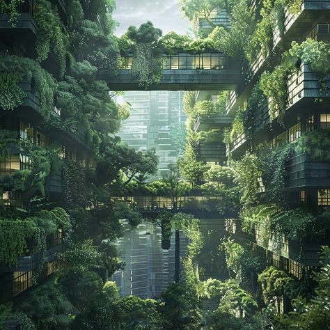 Imagine a city where every street corner bursts with lush greenery, where towering skyscrapers are adorned with cascading gardens, and where the air is filled with the fresh scent of nature. This is the vision of a greenified city—a place where urban landscapes seamlessly integrate with the natural world, creating a harmonious environment for both people and wildlife. Through innovative urban planning, sustainable architecture, and community-driven initiatives, we can transform our cities int... Overgrown City Aesthetic, Futuristic City Utopia, Stone City, Street Corner, Urban Landscapes, Background Art, Futuristic City, Lush Greenery, Modern City