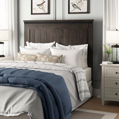 Dark Wood Headboard, Espresso Wood Stain, Coastal Cottage Bedroom, Wood Panel Headboard, Headboard Wood, Headboard Bedroom, Slatted Headboard, Bed Storage Drawers, Wooden Headboard