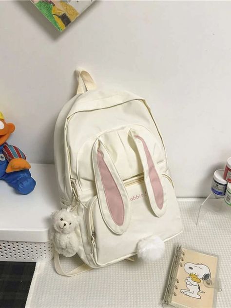 Cartoon Rabbit Ear Design Backpack | SHEIN Girls School Backpacks, Packing Bags Travel, Kawaii School, Kawaii Bags, Girl Backpacks School, Cartoon Rabbit, Girls School, Estilo Preppy, Rabbit Cartoon