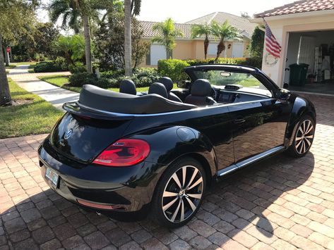 Vw Beetle Black, Vw Beetle Convertible, Car Interior Diy, Volkswagen Beetle Convertible, Bug Car, Girly Car Accessories, Beetle Convertible, First Cars, Girly Car