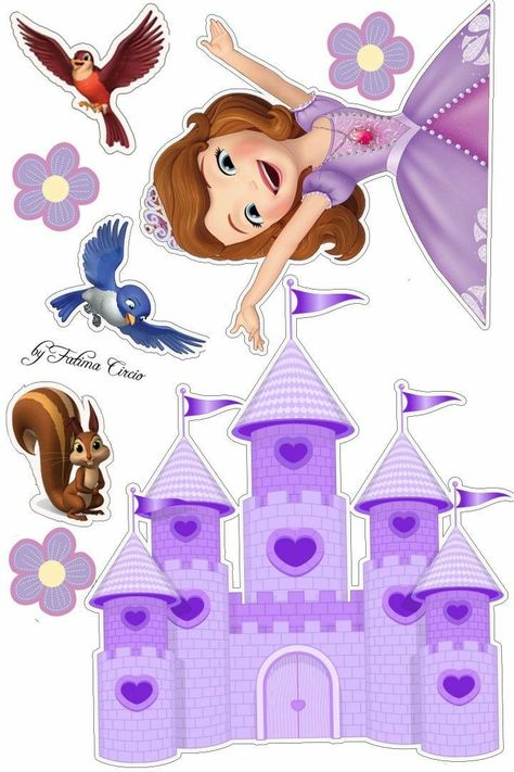 Sofia The First Cake Topper Printable, Topper Princesa Sofia, Disney Castle Cake Topper, Disney Princess Cake Topper, Sofia Cake, Princess Sofia Birthday, Princess Sofia Party, Sofia The First Birthday Party, Princesa Sophia