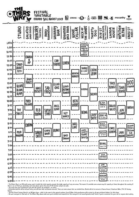 Timetable Revealed For The Others Way Festival 2019 - Music News at Undertheradar Timetable Design, Festival Program, Girl In Water, Bad Timing, Moon Child, Festival, Music, Design