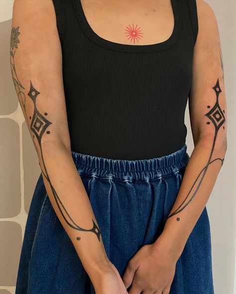 Pia Roque | Free handed symmetrical arm ornaments for Abida 🌸 we blasted over some old tattoos on her right arm in the process 🌸🫶🏽 thank you so much… | Instagram Ornamental Arm Tattoos For Women, Symmetrical Arm Tattoos, Ornamental Elbow Tattoo, Symmetrical Back Tattoo, Symmetrical Tattoos, Symmetrical Tattoo, Elbow Tattoos, Bicep Tattoo, Old Tattoos