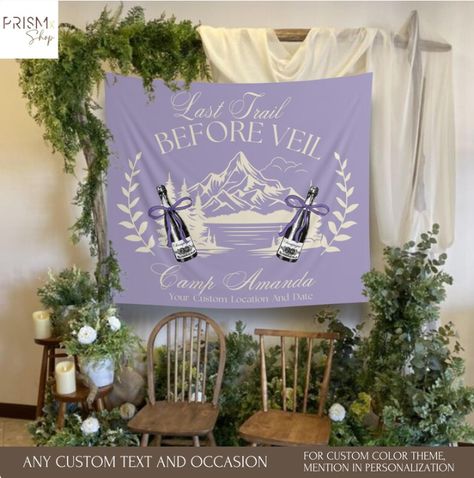 Introducing our Custom Camping/ Hiking/ Outdoor theme party banner, 🏕️🔥 Perfect for birthdays, weddings, engagements, bachelor(ette) parties, and more! 🎈💍 Add a cozy touch of the great outdoors to your special occasion with this versatile decor piece., a versatile and captivating addition to your celebration, designed to embrace a fusion of Camping theme. This unique banner serves as a perfect party banner and decor, providing an unforgettable backdrop for your special occasion Outdoor Theme Party, Hiking Bachelorette, Camp Bach, Backyard Signs, Custom Backyard, Camping Birthday Party, Bachelorette Decorations, Backyard Camping, Camping Birthday